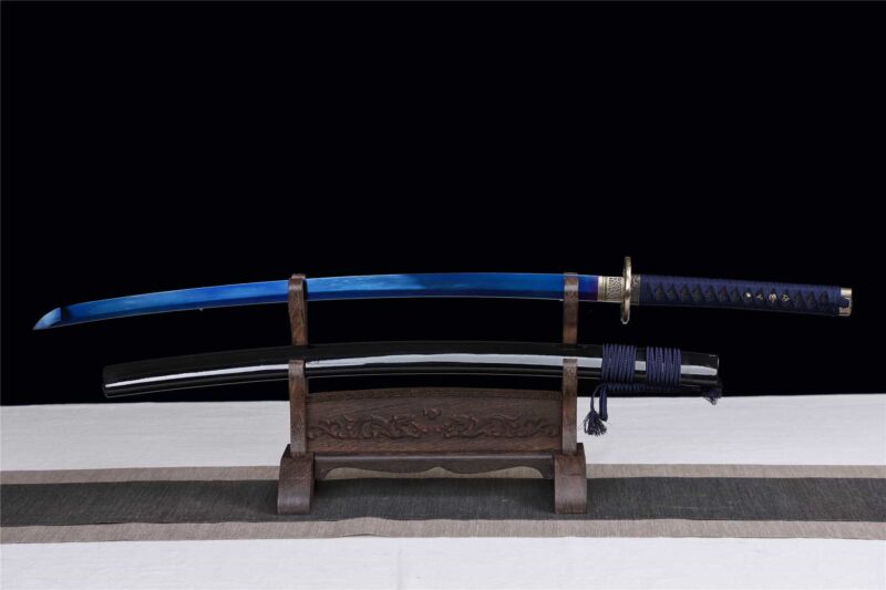 Blue Dragon King Katana Baked Blue Series Épée De Samouraï Japonais Katana Véritable Épée Faite à La Main Acier Manganèse Haute Performance Épée Longquan